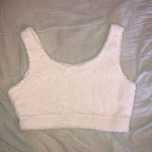 Fuzzy white sleep tank top
